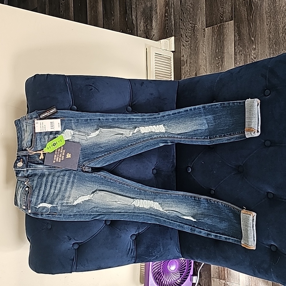 Recycled Denim roll cuff crops